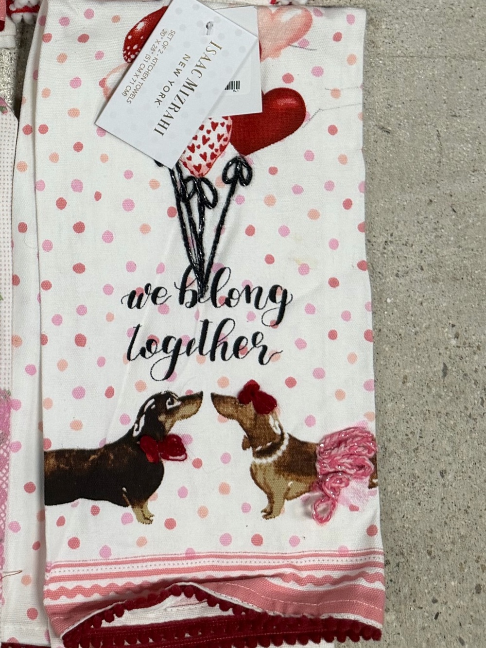 We belong together dachshund kitchen towels set